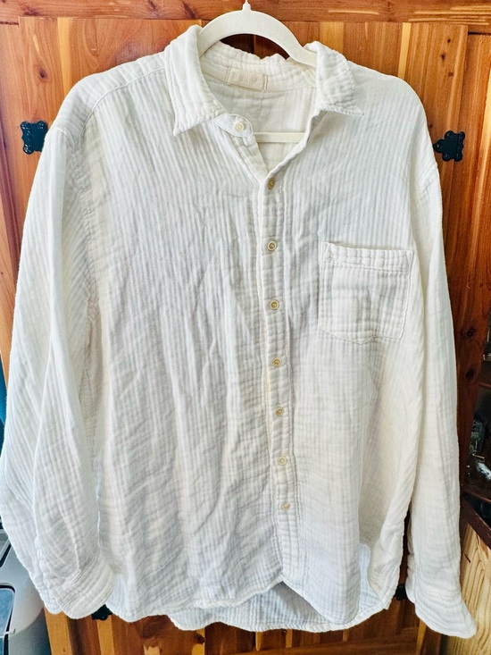 CP Shades Tops - CP Shades White Cotton Gauze Button-Down Shirt